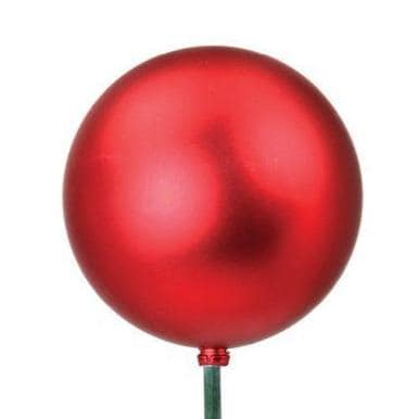 17” Red Matte Ball Ornament Stake, 120mm Christmas Ornament Pick, Holiday Wreath, Garland and Tree Décor Supply