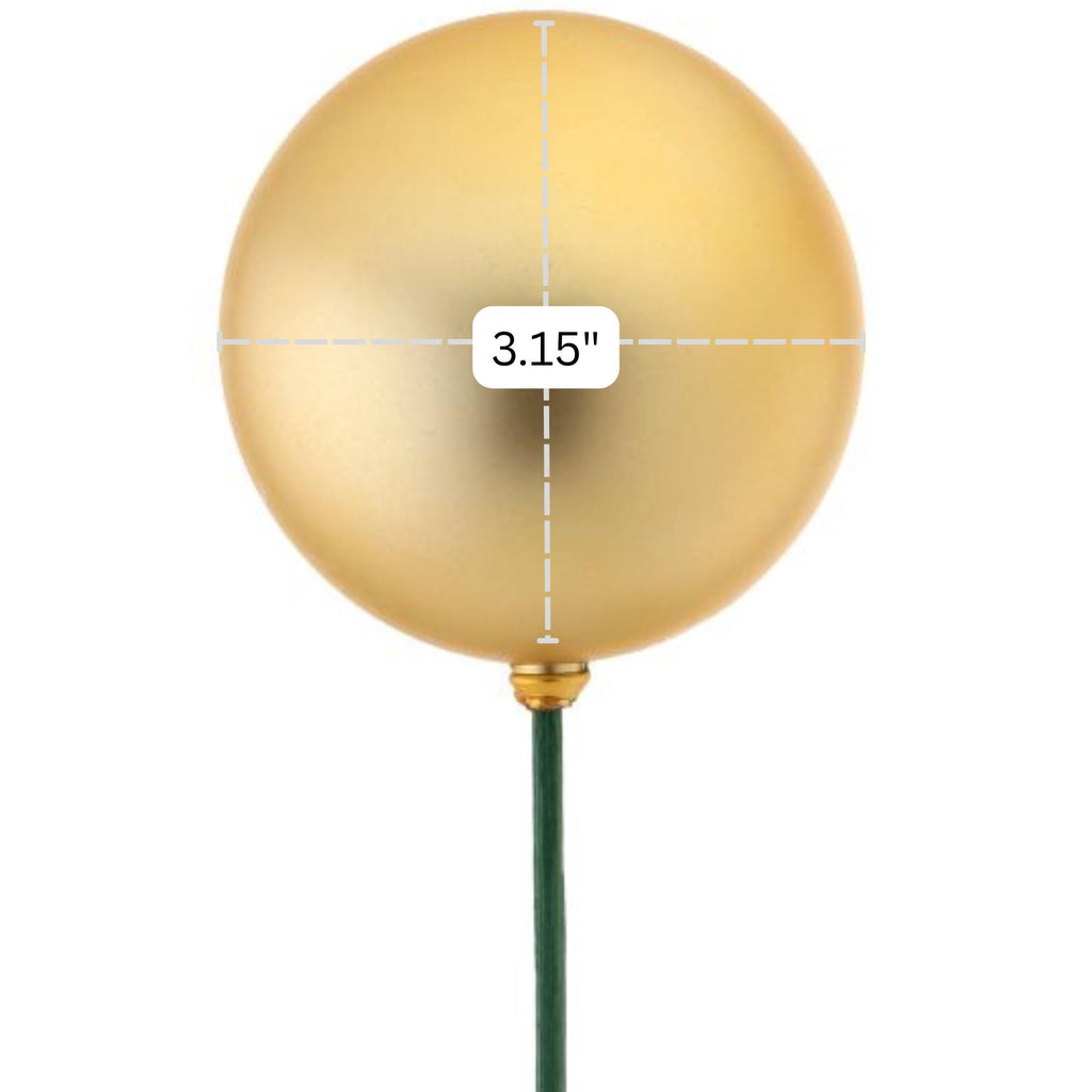21” Matte Ball Ornament Stake, 80mm Gold Red or Silver Christmas Pick, Holiday Wreath, Garland and Tree Décor Supply