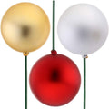21” Matte Ball Ornament Stake, 80mm Gold Red or Silver Christmas Pick, Holiday Wreath, Garland and Tree Décor Supply