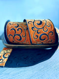 D. Stevens 4" Orange Velvet Ribbon with Black Swirls | 5 Yard Wired Halloween Ribbon | Designer Wreath and Bow Ribbon