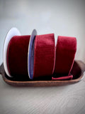 Farrisilk Velvet Luster Burgundy Ribbon 2.5" x 10 Yards | Luxury Wired Christmas Wreath and Bow Ribbon