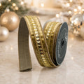Farrisilk Gold Gemstone Ribbon 1.5 Inch x 5 Yards, Luxury Wired Ribbon, Jeweled Ribbon for Wreaths, Bows and Holiday Décor