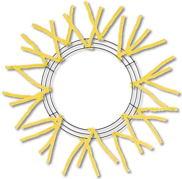 15" Pencil Work Wreath Frame, 25" Overall Wire Wreath Base with Tinsel Ties, Multiple Colors, DIY Deco Mesh Wreath Supply