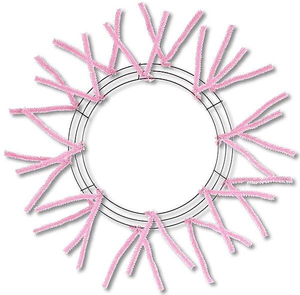 15" Pencil Work Wreath Frame, 25" Overall Wire Wreath Base with Tinsel Ties, Multiple Colors, DIY Deco Mesh Wreath Supply