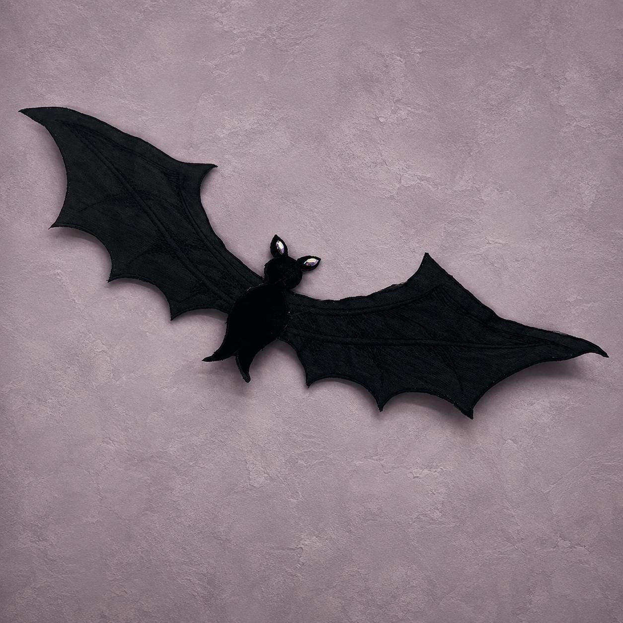D. Stevens 15" Black Flying Bat Clip | Felt Body and Wired Dupion Wings | Halloween Wreath and Tree Decoration