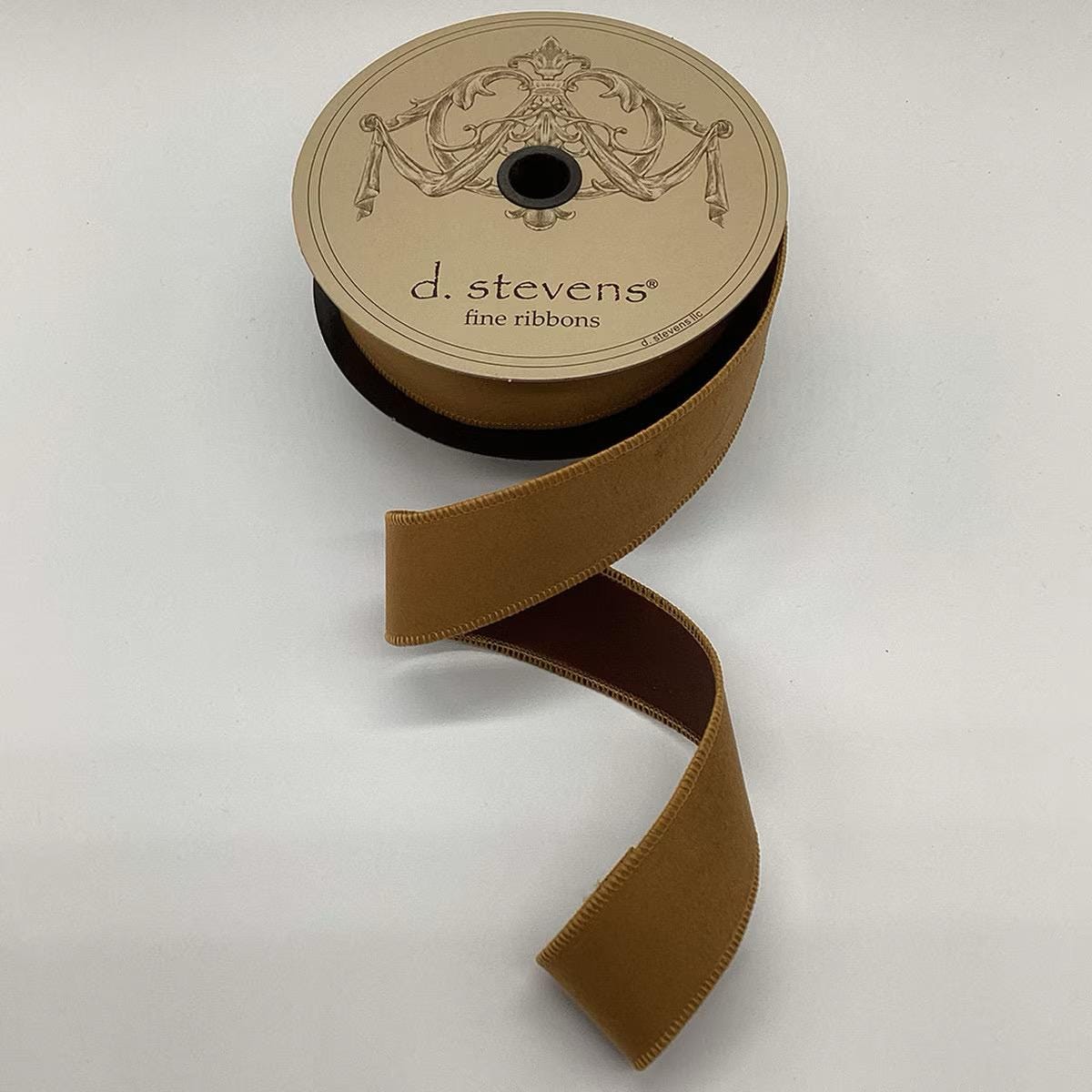 D. Stevens 1.5" Gold Velvet Ribbon with Dupion Back | 10 Yard Wired Designer Ribbon for Wreaths, Trees, Garland and Bows