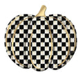 12" Metal Black & White Check Pumpkin Sign -Gold Accents, Fall Wreath Decor