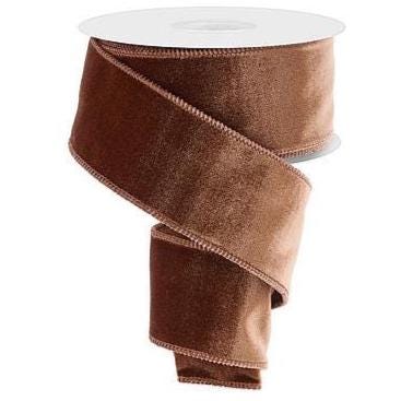 2.5" x 10 Yard Chocolate Brown Deluxe Velvet Ribbon | Satin Back Wired Ribbon | Luxury Fall Christmas Wreath & Bow Ribbon