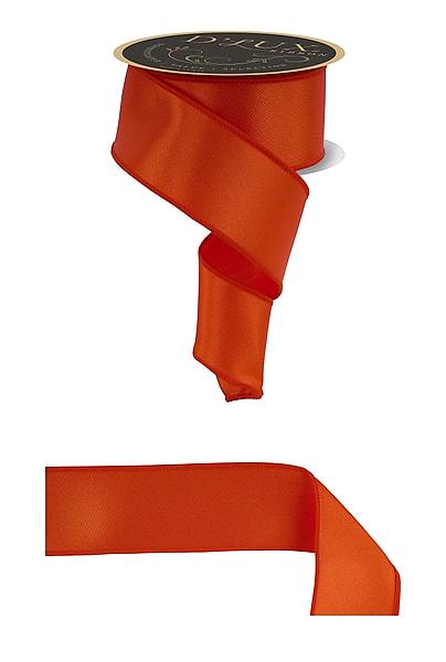 Orange Satin Wired Ribbon 2.5" x 10 yards - Fused Designer Ribbon for Wreaths, Bows