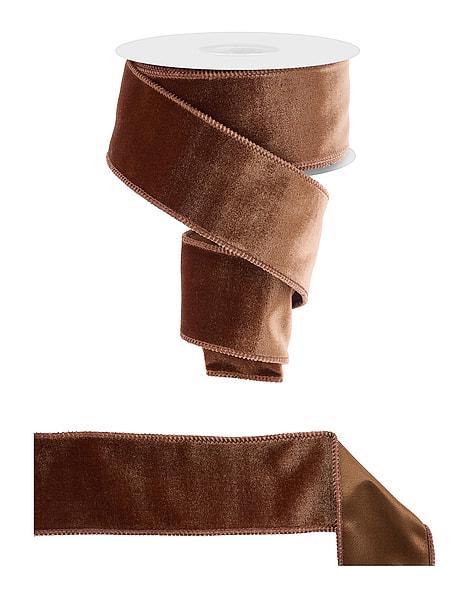 2.5" x 10 Yard Chocolate Brown Deluxe Velvet Ribbon | Satin Back Wired Ribbon | Luxury Fall Christmas Wreath & Bow Ribbon