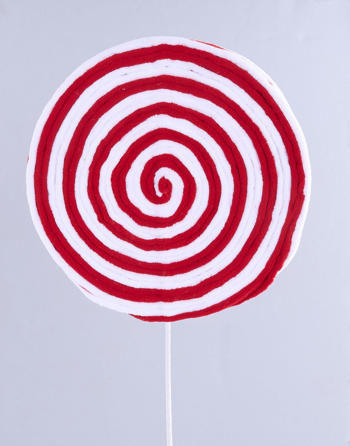 30" Red & White Peppermint Lollipop Pick - Yarn Swirl Candy Stem - Christmas Wreath Pick - Candyland Gingerbread Tree Decor