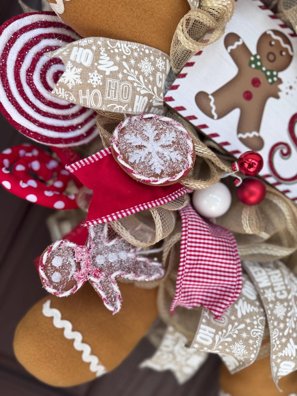 Gingerbread Christmas Wreath, Oh Snap Holiday Wreath, Candy Christmas Door Decor, Handmade Gingerbread Man Wreath