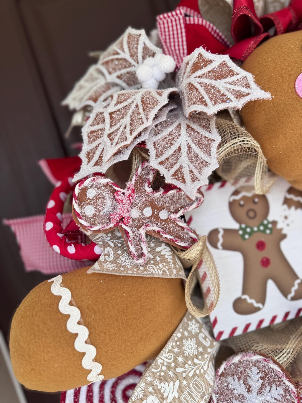 Gingerbread Christmas Wreath, Oh Snap Holiday Wreath, Candy Christmas Door Decor, Handmade Gingerbread Man Wreath