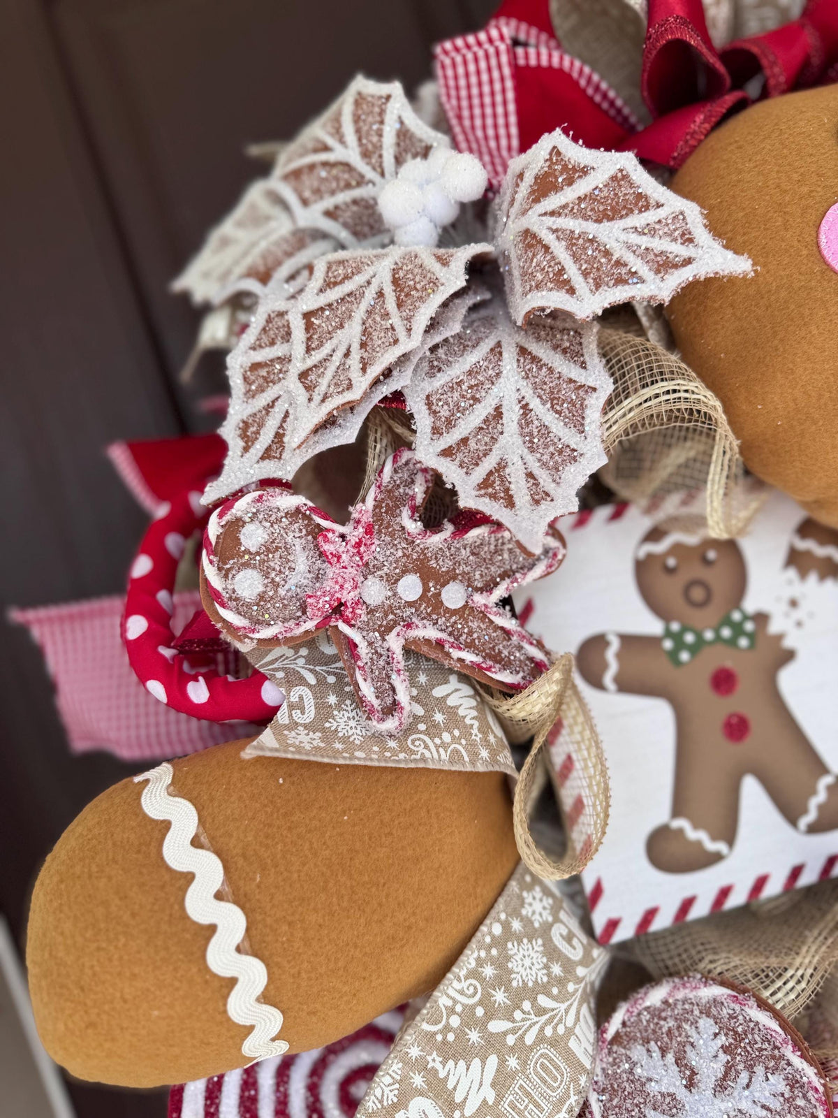 Gingerbread Christmas Wreath, Oh Snap Holiday Wreath, Candy Christmas Door Decor, Handmade Gingerbread Man Wreath