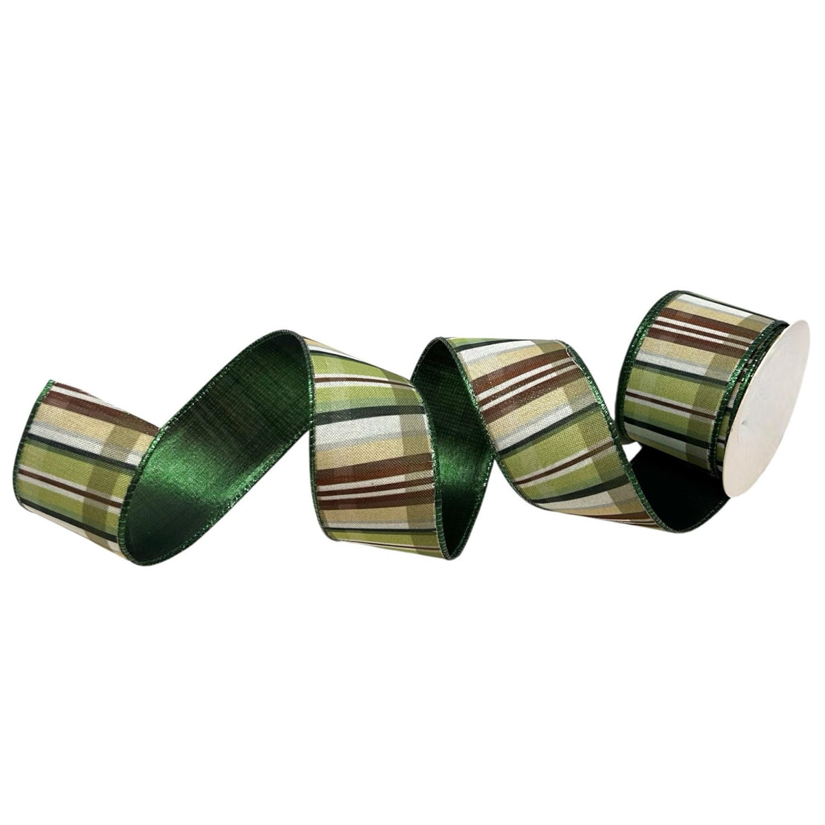 Green Brown Plaid Wired Ribbon: 2.5-Inch Width, 10 Yards, Emerald Edge