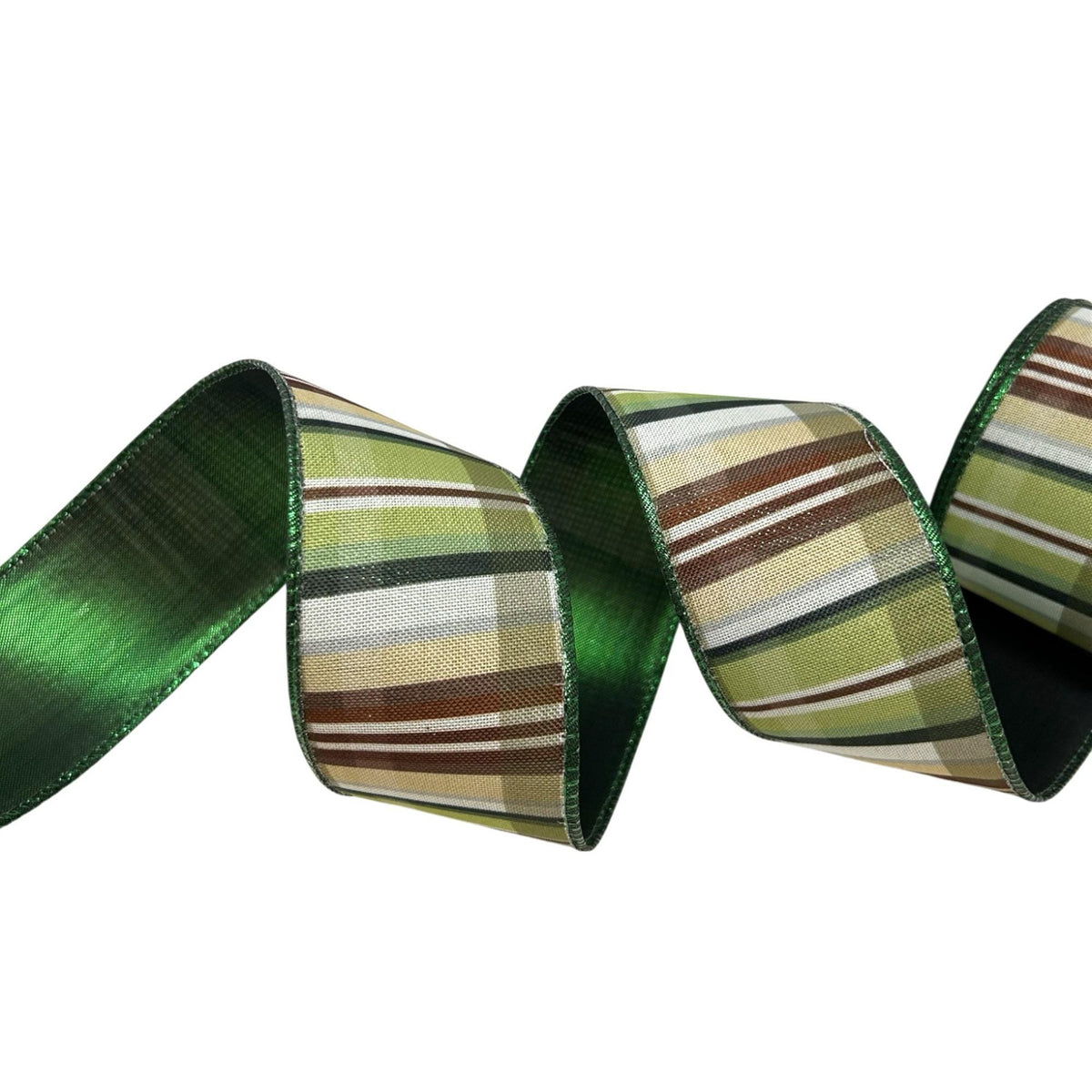 Green Brown Plaid Wired Ribbon: 2.5-Inch Width, 10 Yards, Emerald Edge