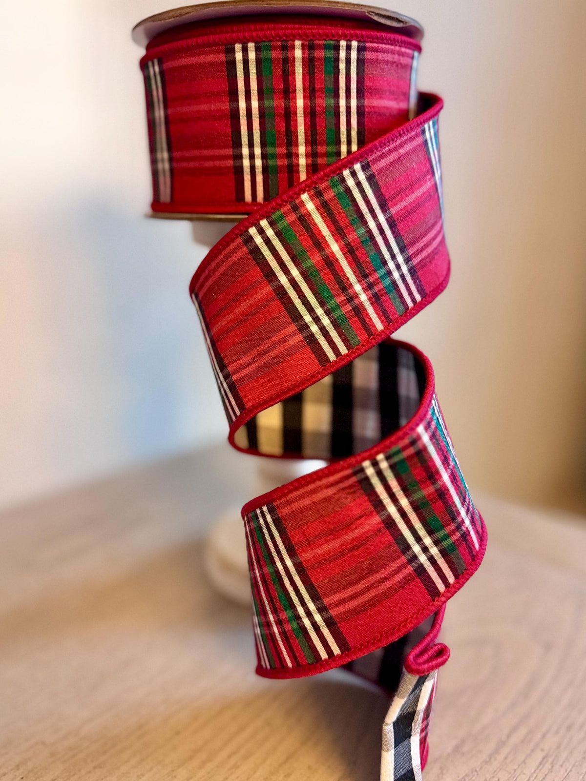 Christmas Ribbon: Farrisilk Homestead Holiday Multi 2.5-Inch Red Plaid