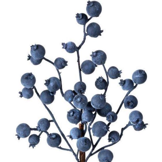 14-Inch Blue Crabapple Pick, Matte Artificial Berry Stem for Wreaths
