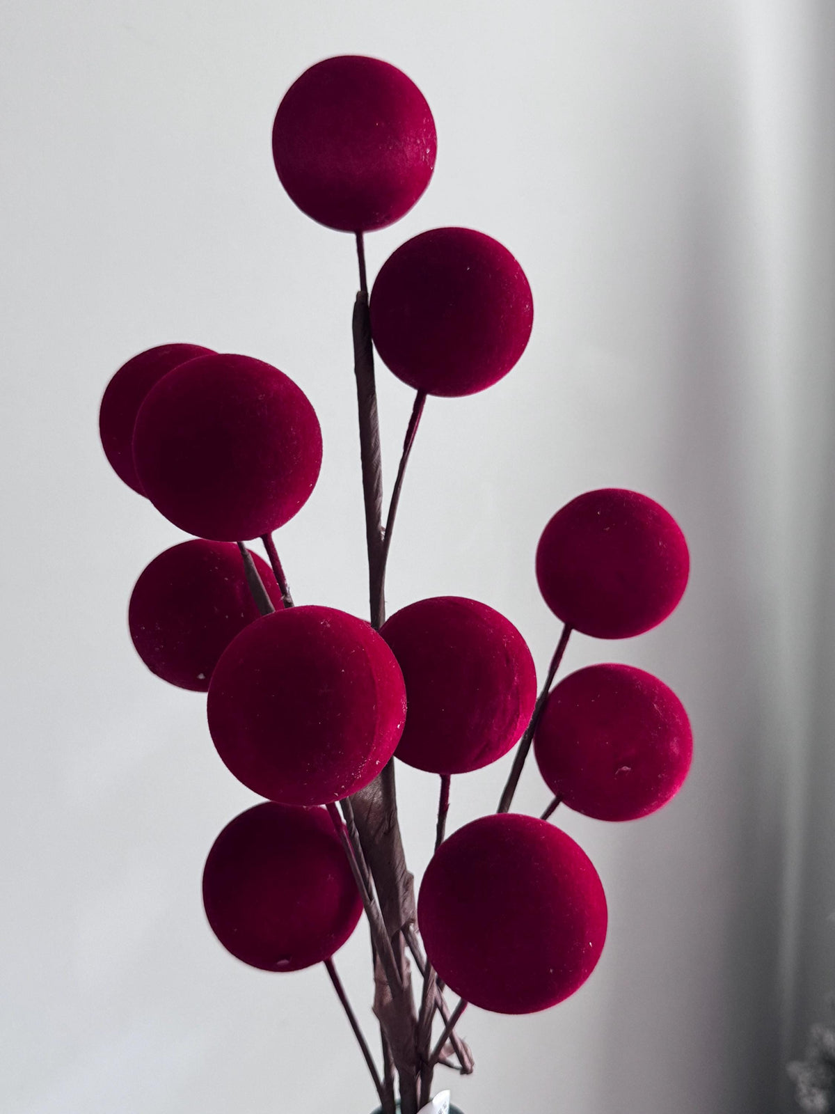 24-Inch Red Flocked Berry Spray: Large Artificial Berries for Christmas Wreaths