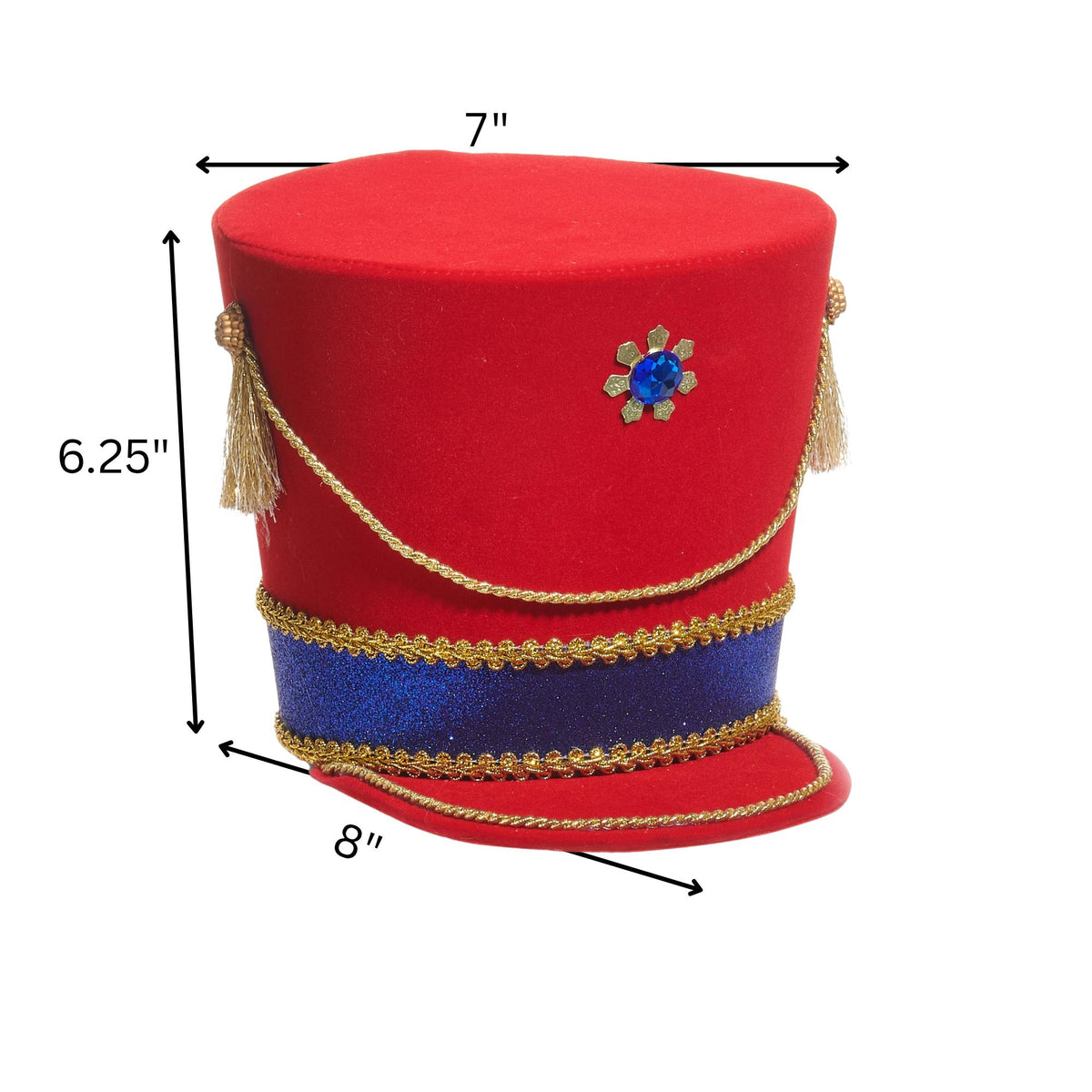 Small Nutcracker Hat, 6.25-Inch Red Christmas Tree Topper