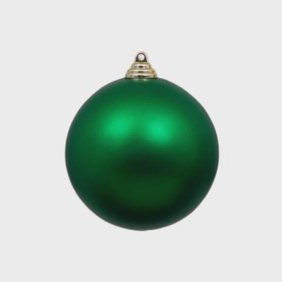 Farrisilk Emerald Green Matte Ornaments, 5" Shatterproof Christmas Balls, Set of 4, Fixed Caps and Prewired