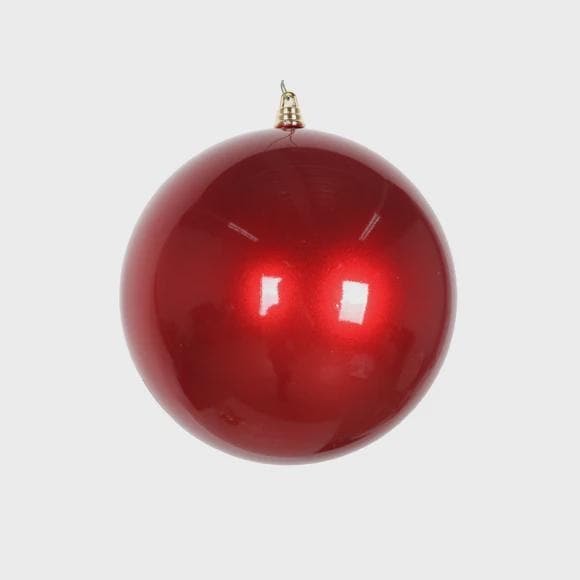 Farrisilk Candy Apple Ornaments, Set of Four 6-Inch Red Christmas Balls