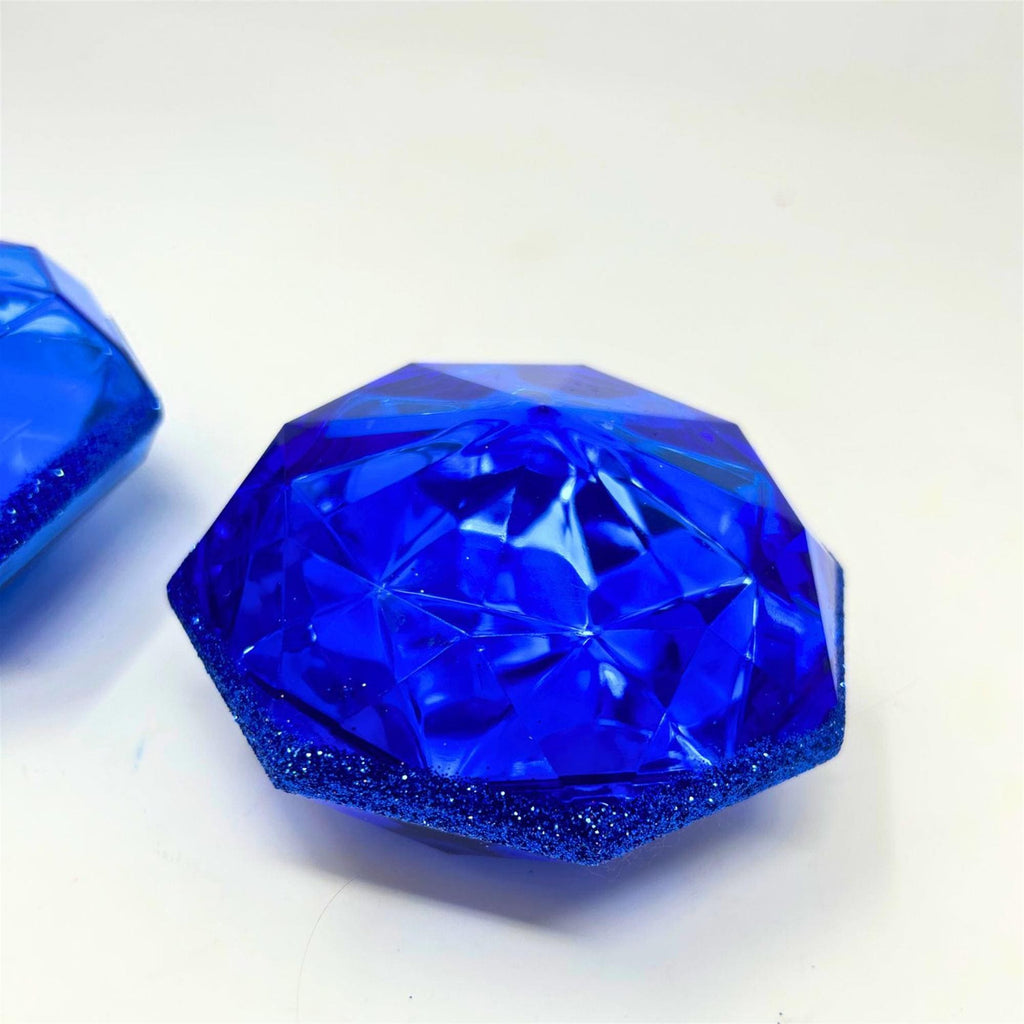 Set of Two Royal Blue Acrylic Ornaments: Round and Square Gem Shapes