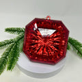 Red Acrylic Christmas Ornament, Square Diamond Design, 4.7 x 5.1 x 2 Inches