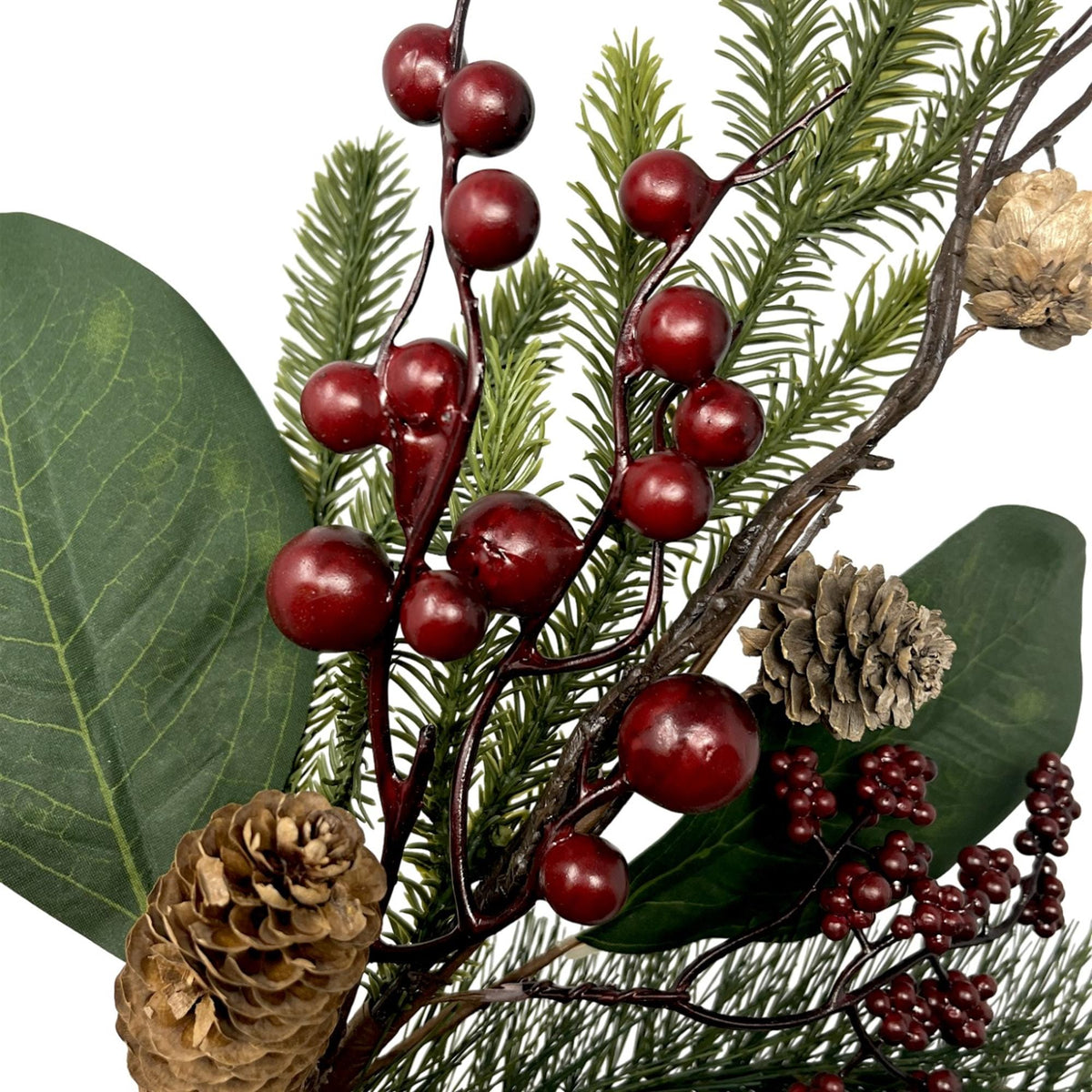 Burgundy Berry Pine Pick, 17-Inch Artificial Greenery for Wreaths and Garlands
