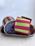 Farrisilk Wired Ribbon: 4-Inch Red Lime Stripes with Red Backing 10 Yards