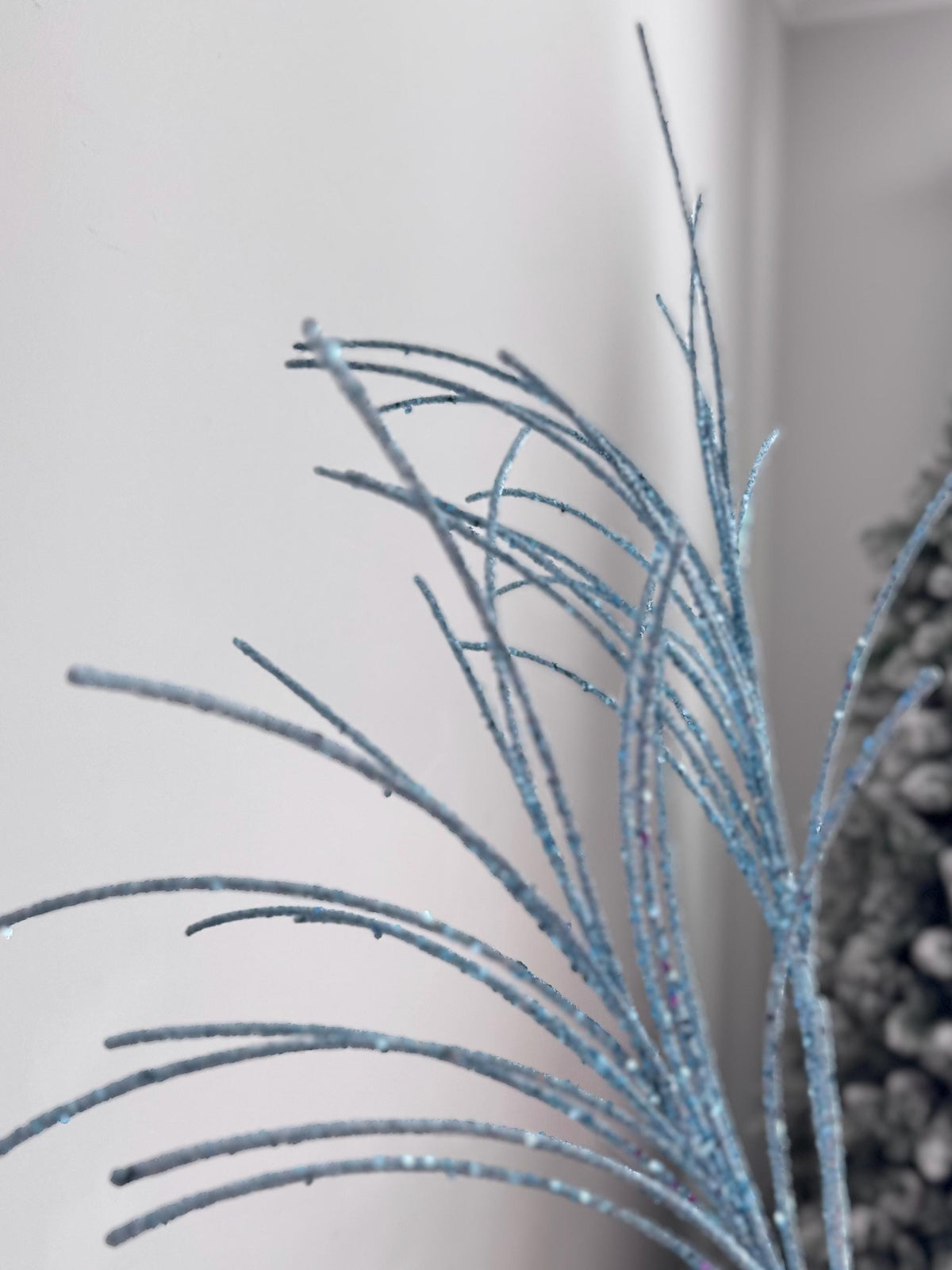 28-Inch Ice Blue Grass Spray, Micro Beaded and Sequin Accents
