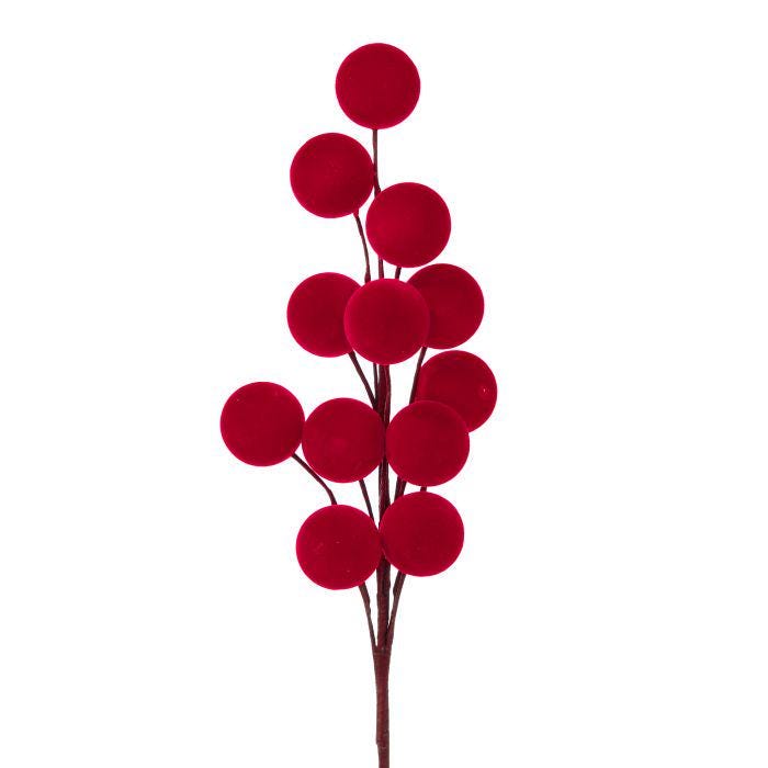 24-Inch Red Flocked Berry Spray: Large Artificial Berries for Christmas Wreaths
