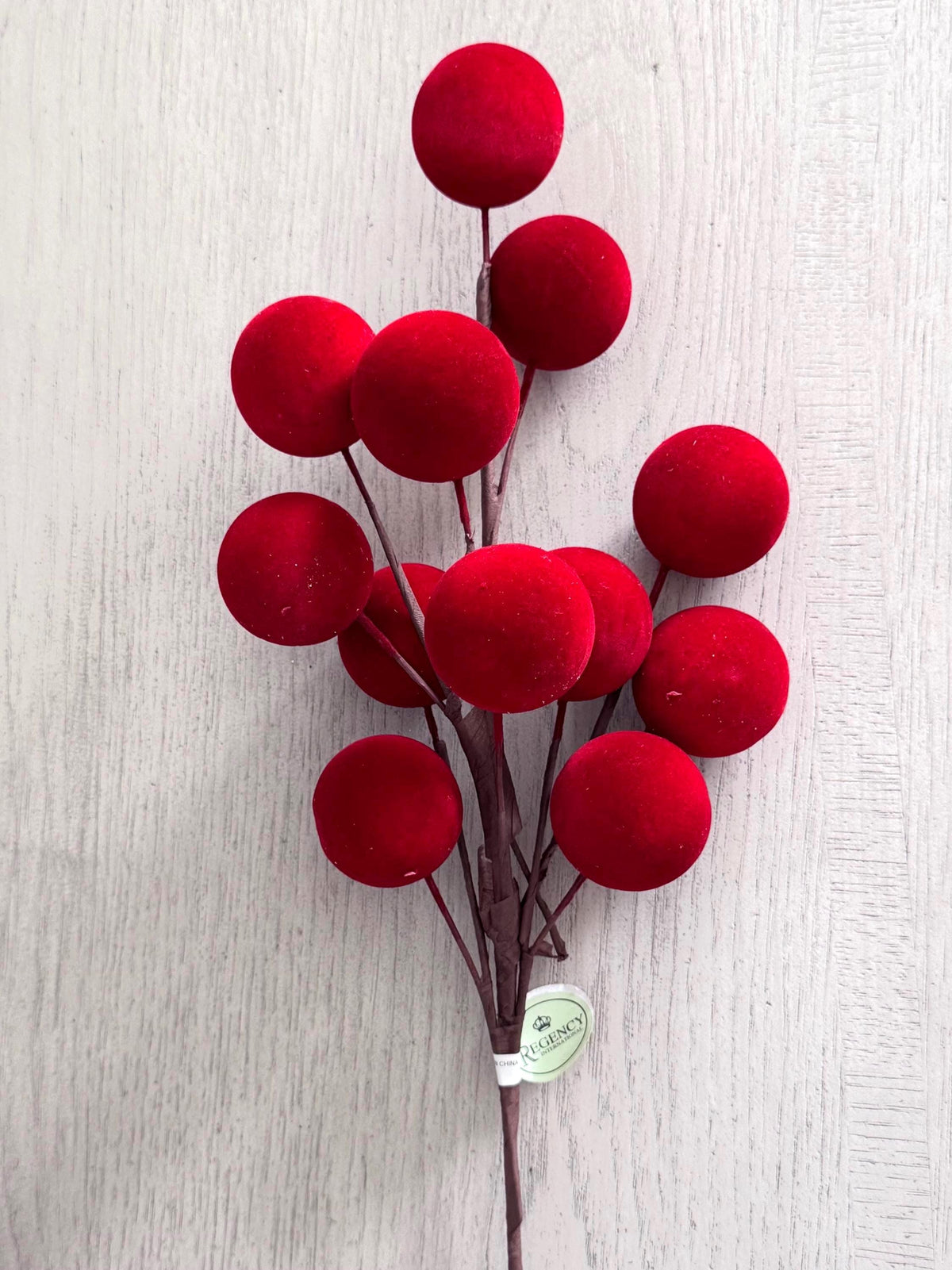 24-Inch Red Flocked Berry Spray: Large Artificial Berries for Christmas Wreaths