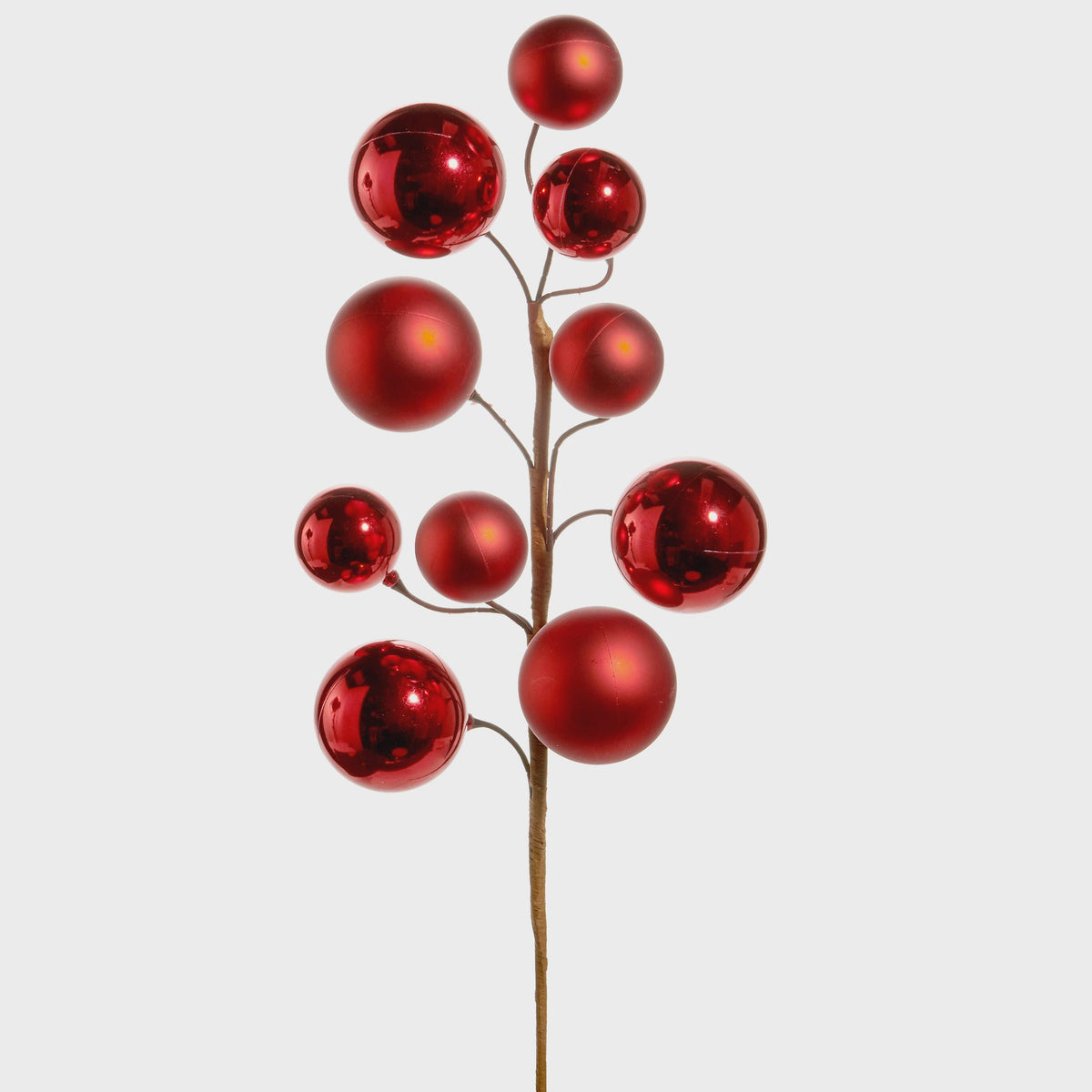 Christmas Tree Spray, Red Decorative Balls, 26-Inch Holiday Stem for Wreaths, Trees & Garlands