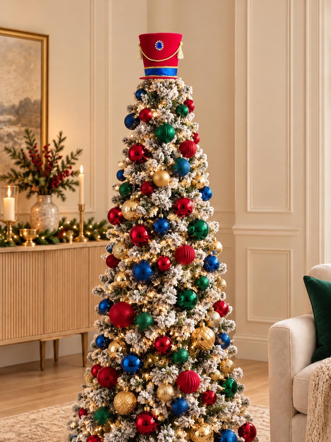 Small Nutcracker Hat, 6.25-Inch Red Christmas Tree Topper