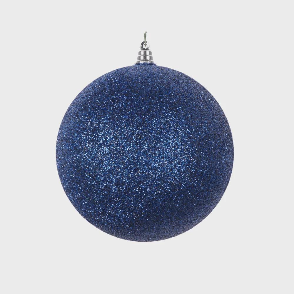 Farrisilk Glitter Ornaments, Set of Four Midnight Blue Christmas Decor