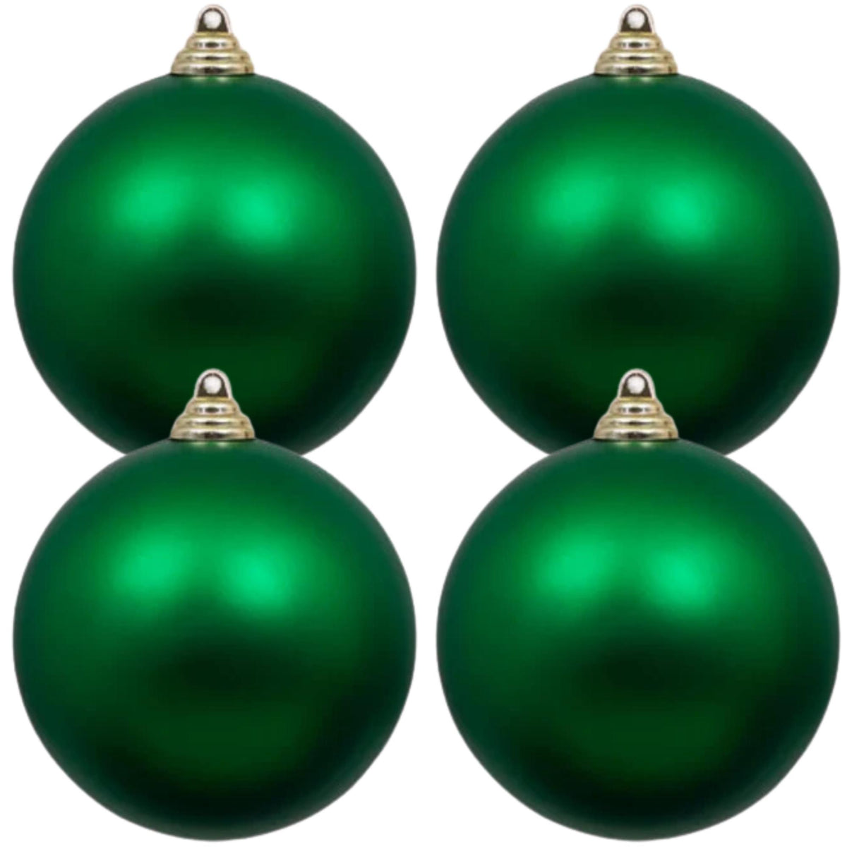 Farrisilk Emerald Green Matte Ornaments, 5" Shatterproof Christmas Balls, Set of 4, Fixed Caps and Prewired