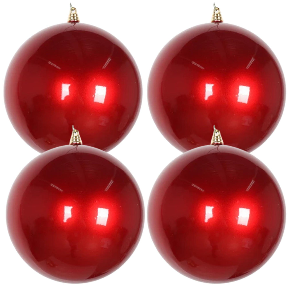 Farrisilk Candy Apple Ornaments, Set of Four 6-Inch Red Christmas Balls