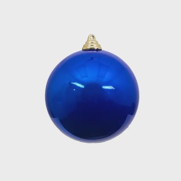 Farrisilk Blue Candy Apple Shatterproof 6-Inch Set of Four with Fixed Caps, Prewired Christmas Decor