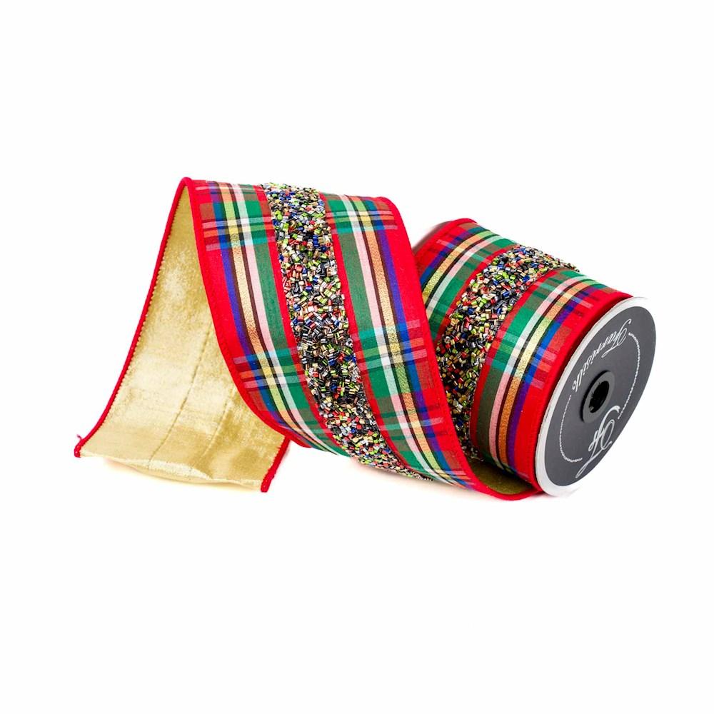 Farrisilk Sparkly Soldier Ribbon, 4-Inch Width, 10 Yards