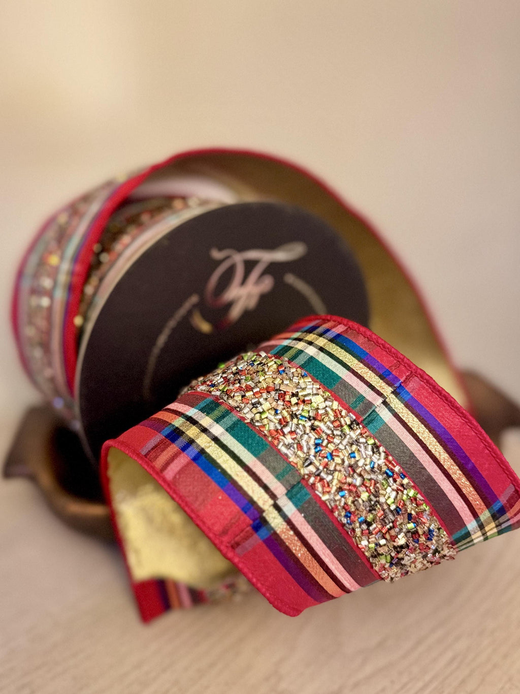 Farrisilk Sparkly Soldier Ribbon, 4-Inch Width, 10 Yards