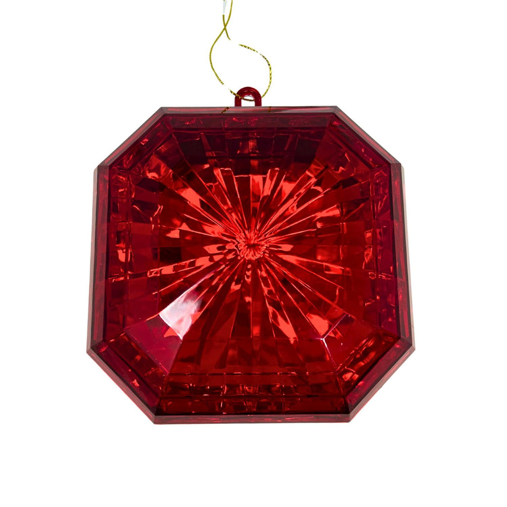 Red Acrylic Christmas Ornament, Square Diamond Design, 4.7 x 5.1 x 2 Inches