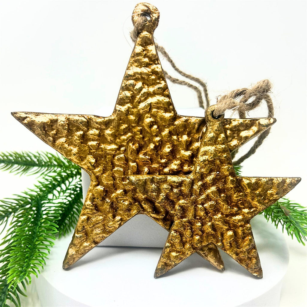 Gold Metal Star Ornament: 6-Inch Ornate Christmas Tree, Wreath, Garland Decor
